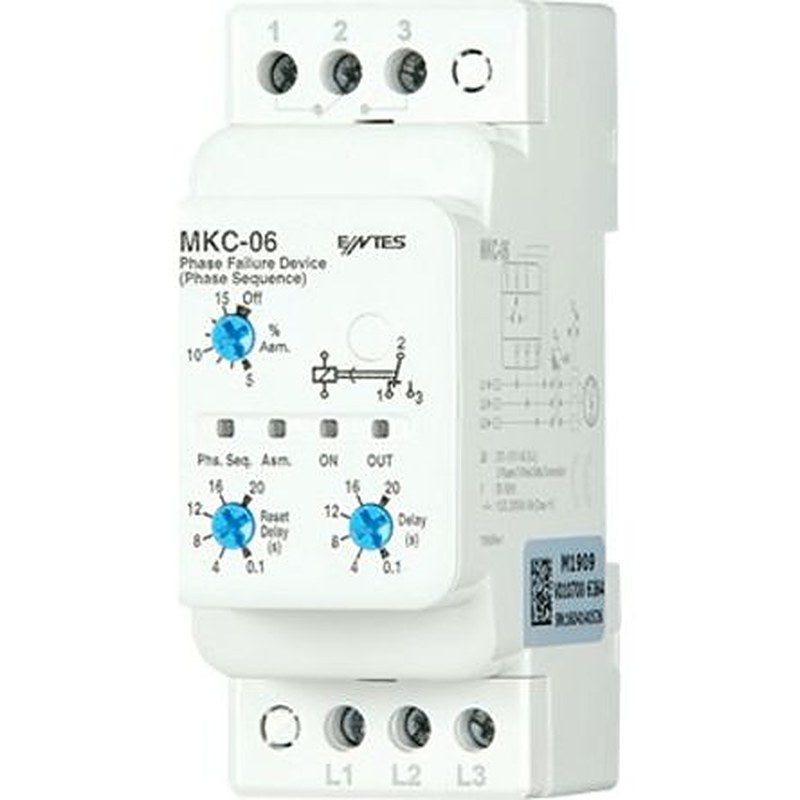 ENTES Phase/Voltage Monitoring Relays, 3 Phase, 1 CO, Rail, DIN Rail