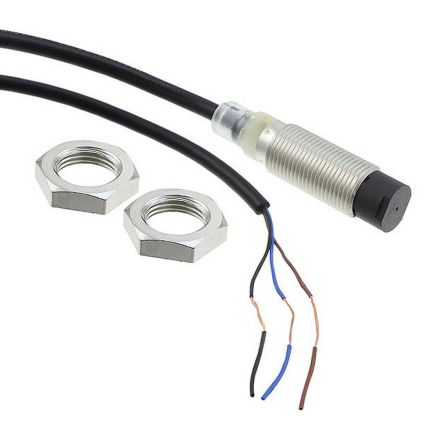 Omron E2B-M12KN08-WP-B1 5M Threaded Barrel Inductive Proximity Sensor, M12 PNP E2B 30V dc 8 mm 30 V dc 200mA