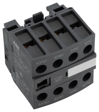 ABB Auxiliary Contact, 4 Contact, 1 NO/3 NC, CA4, Front, 6 A, 690V ac, 1SBN010140R1213 CA4-13N