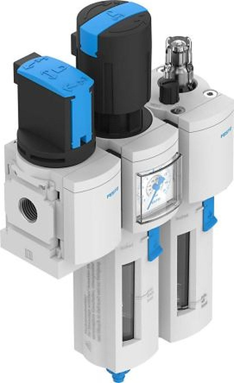Festo 1/4 in G FRL, Manual Drain, 40 μm Filtration Size Integrated Pressure Gauge, 542296