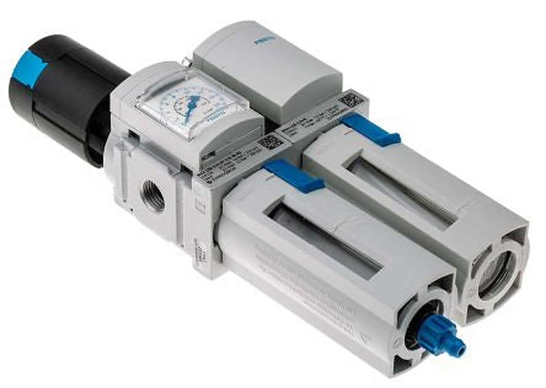 Festo 1/4 in FRL, Manual Drain, 40 μm Filtration Size Integrated Pressure Gauge