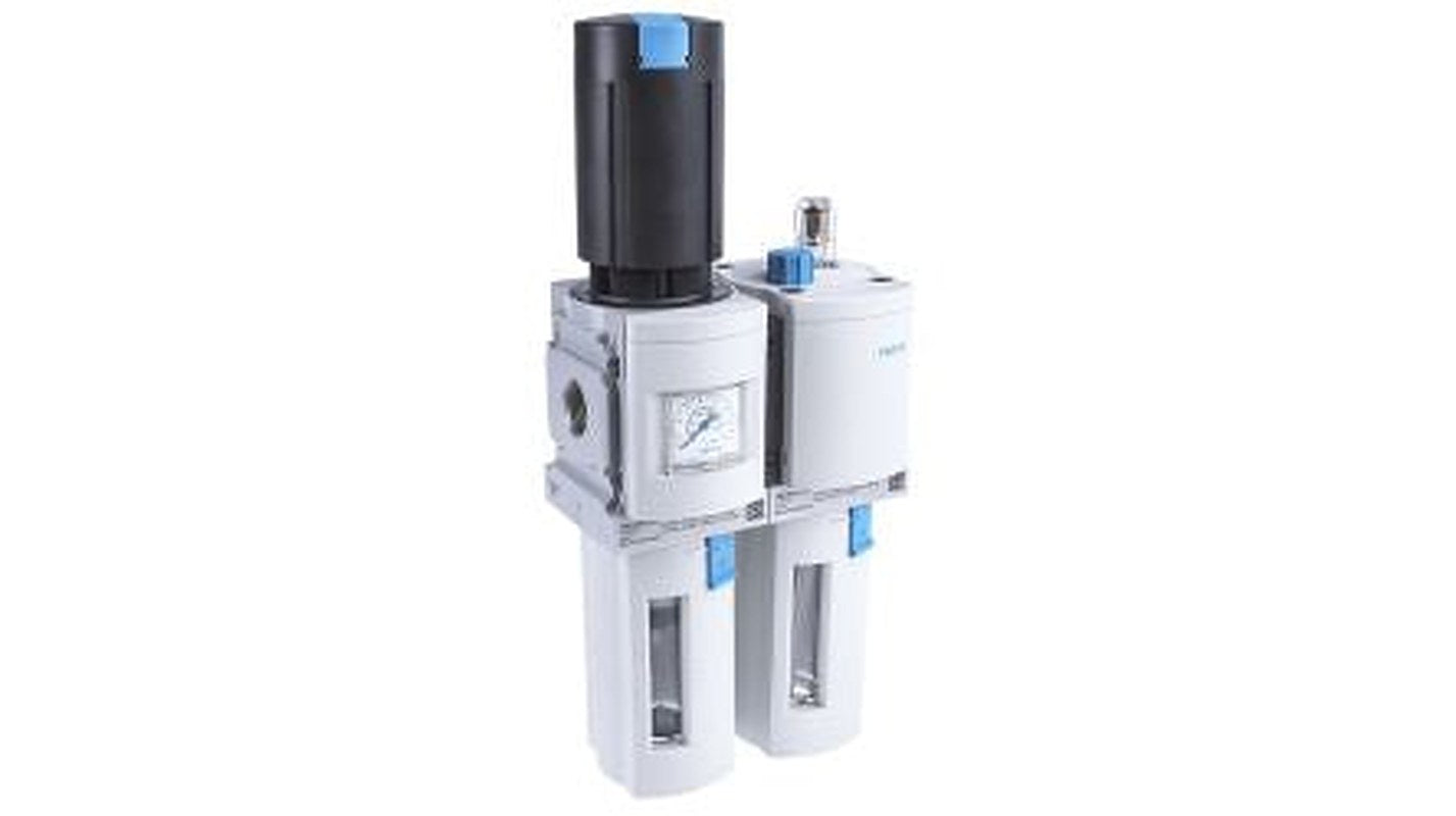 Festo 1/2 in FRL, Manual Drain, 40 μm Filtration Size Integrated Pressure Gauge