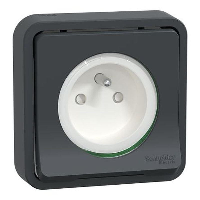 Schneider Electric Mureva Styl White, Black Plug Socket, 16A Indoor & Outdoor