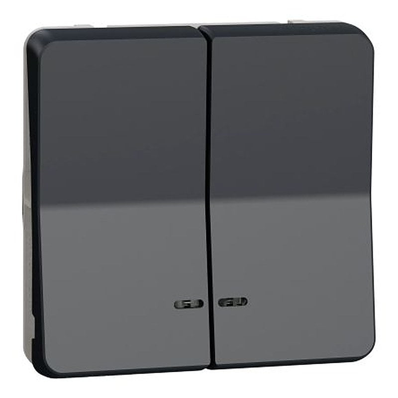 Schneider Electric Grey Double Push Button, 2 Gang, Mureva Styl