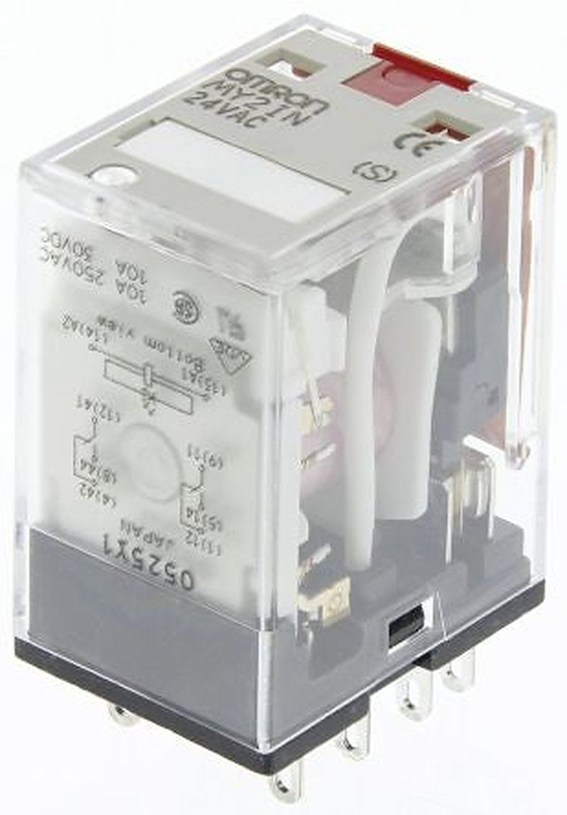 Omron DIN Rail Power Relay, 24V ac Coil, 10A Switching Current, DPDT
