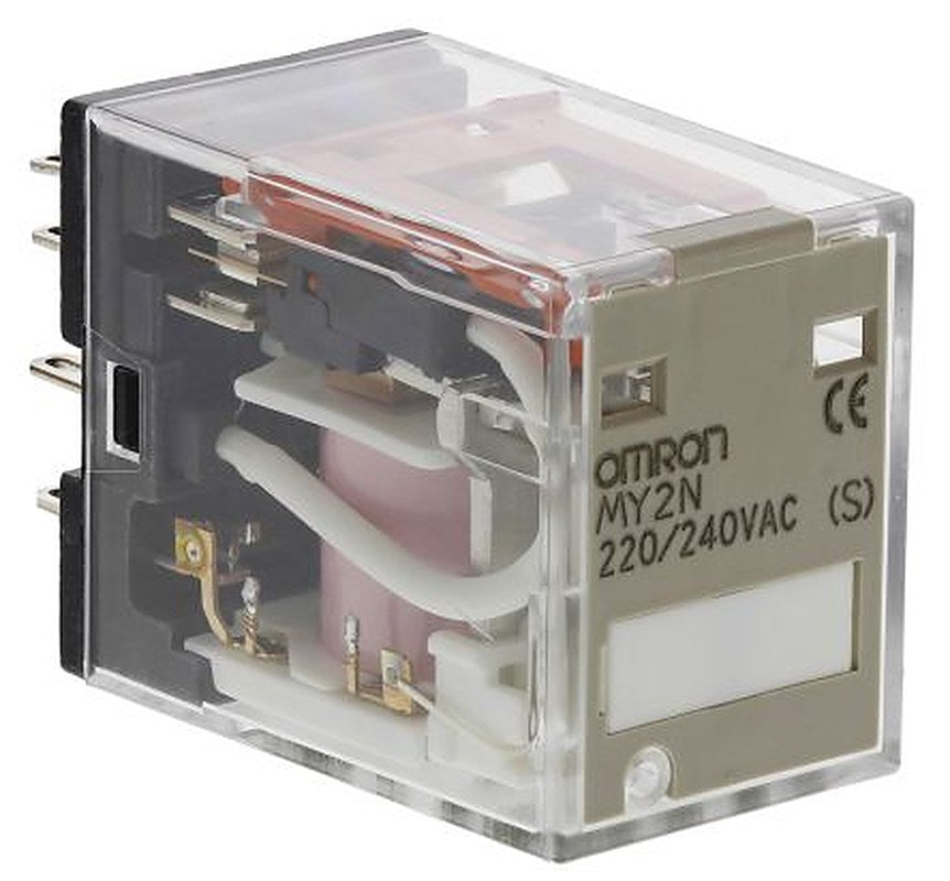 Omron DIN Rail Power Relay, 240V ac Coil, 10A Switching Current, DPDT