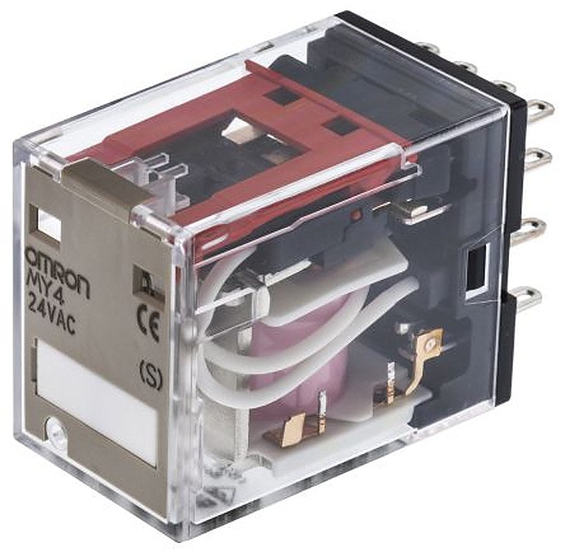 Omron DIN Rail Power Relay, 24V ac Coil, 5A Switching Current, 4PDT