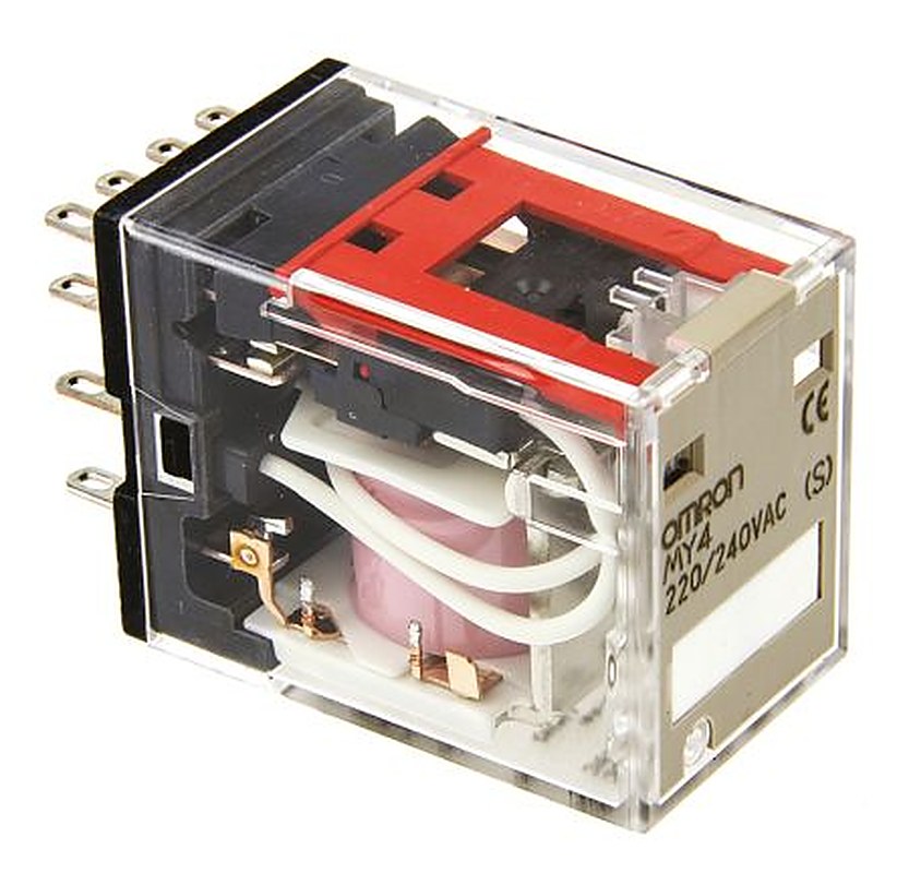 Omron DIN Rail Power Relay, 240V ac Coil, 5A Switching Current, 4PDT
