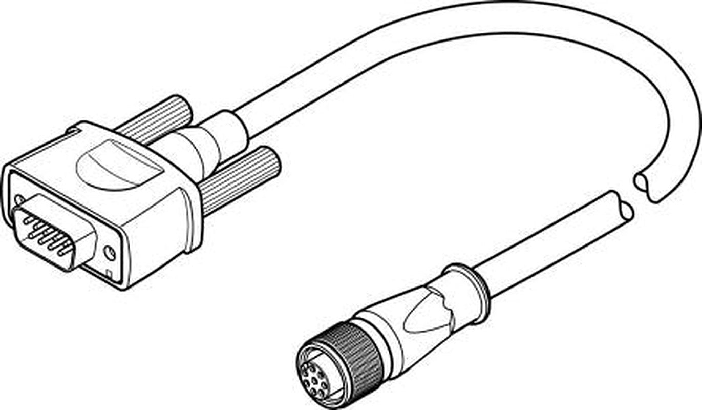 Festo Female 8 way M12, Straight to Male 8 way D-Sub 9-Pin Cable, 5 m