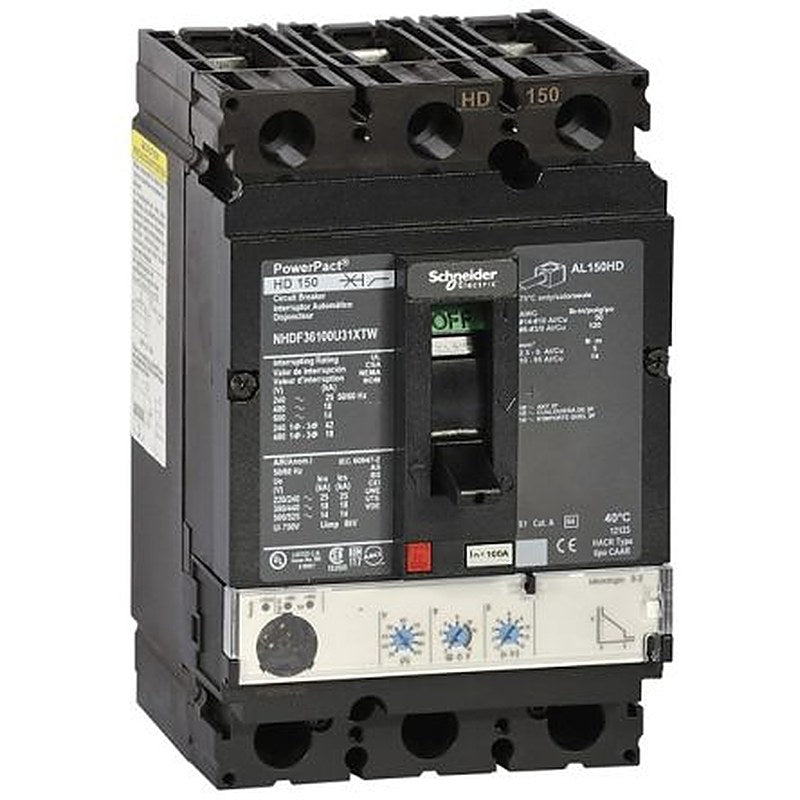 Schneider Electric, ComPact New Generation, PowerPact Molded Case Circuit Breaker 3-Pole 150A, Breaking Capacity 65 kA,