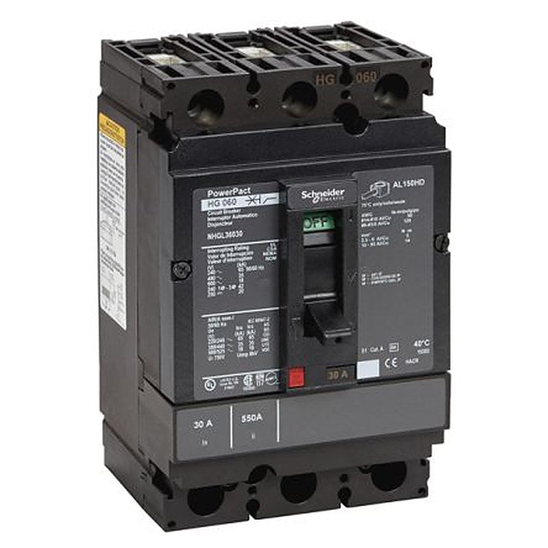 Schneider Electric, PowerPact, PowerPact Molded Case Circuit Breaker 3-Pole 30A, Breaking Capacity 65 kA, DIN Rail