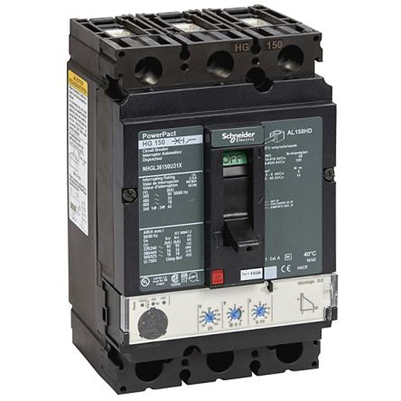 Schneider Electric, PowerPact, PowerPact Molded Case Circuit Breaker 3-Pole 60A, Breaking Capacity 18 kA, DIN Rail