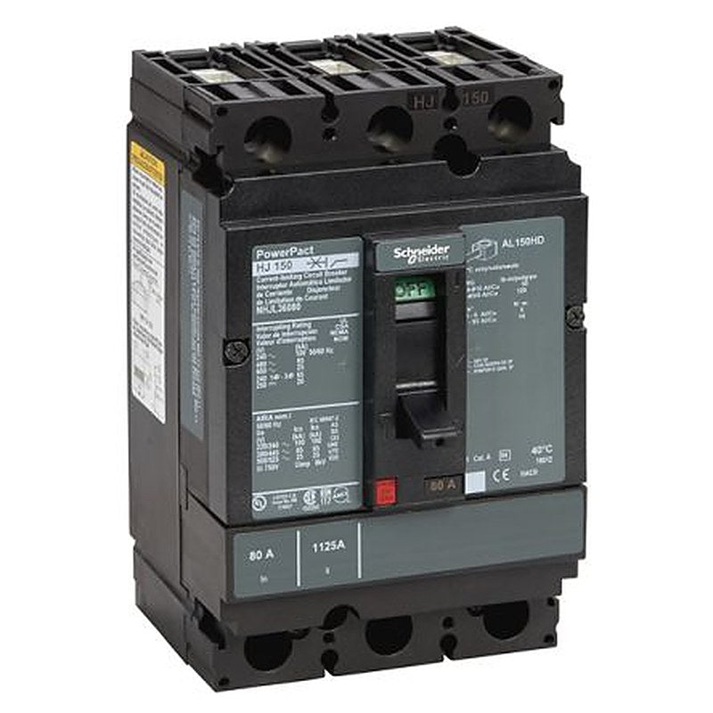 Schneider Electric, PowerPact, PowerPact Molded Case Circuit Breaker 3-Pole 80A, Breaking Capacity 18 kA, DIN Rail