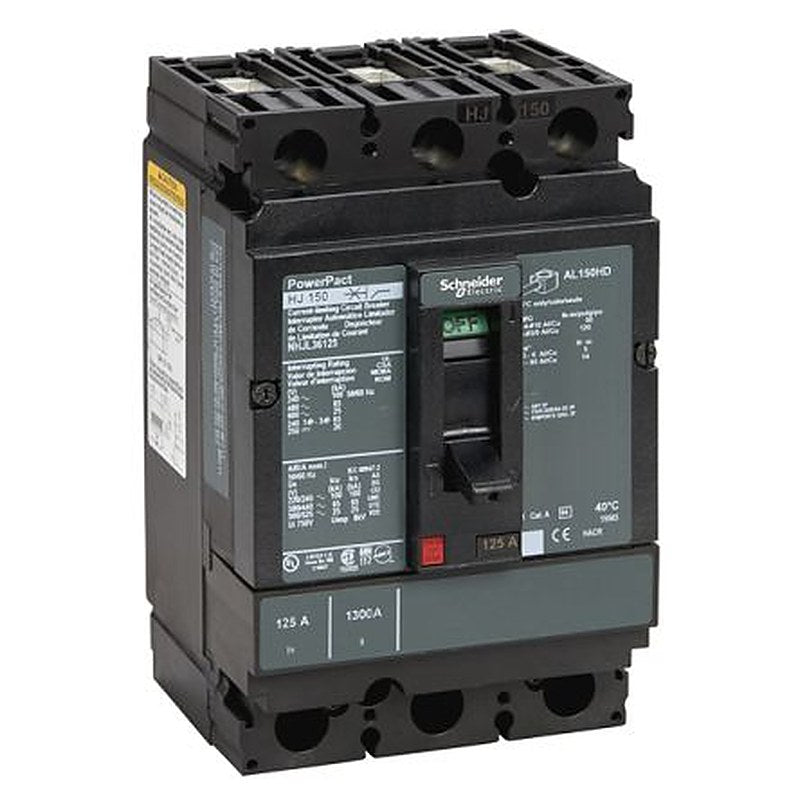 Schneider Electric, PowerPact, PowerPact Molded Case Circuit Breaker 3-Pole 125A, Breaking Capacity 18 kA, DIN Rail