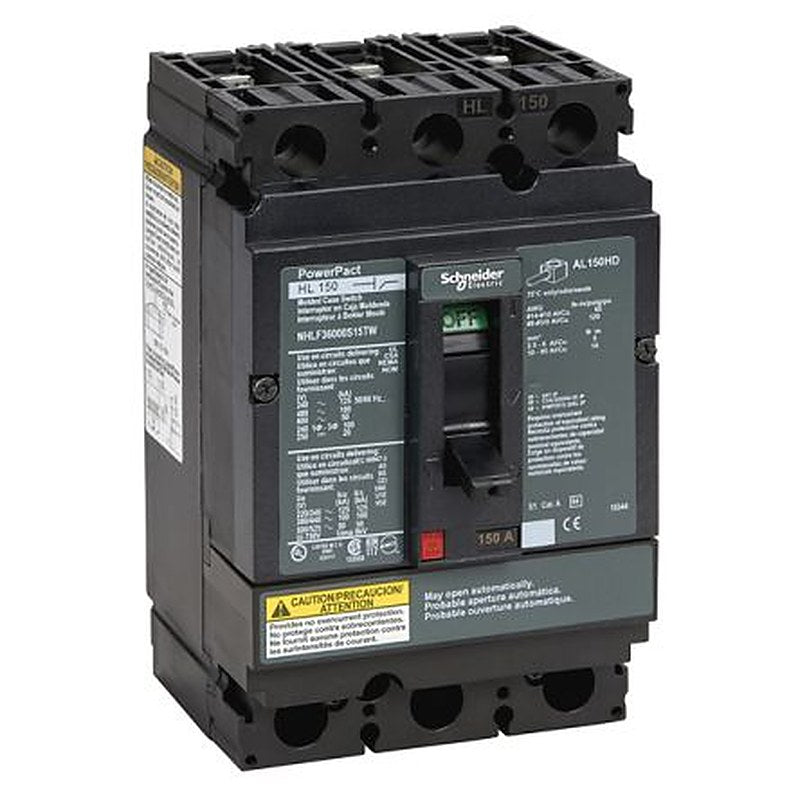 Schneider Electric, PowerPact, PowerPact Molded Case Circuit Breaker 3-Pole 150A, Breaking Capacity 100 kA, DIN Rail