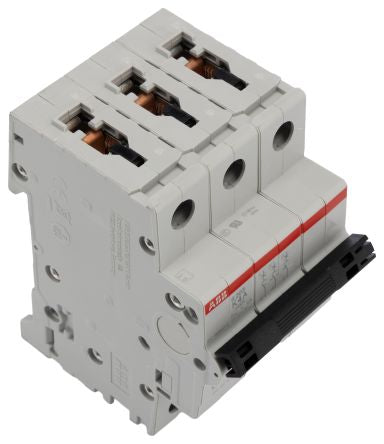 ABB System Pro M Compact S200 Miniature Circuit Breaker, 3-Pole, 4A, Type K, 440V ac AC, 110 V dc DC, 20 kA Breaking