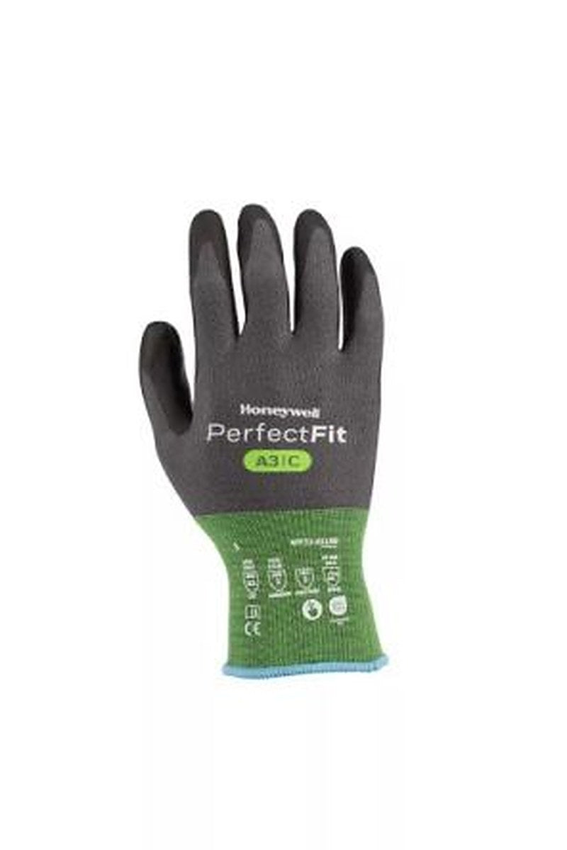 Honeywell Perfect Fit 3.0 Black, Grey HPPE, Polyester, Polyurethane, Steel Cut Resistant Gloves, Size 11, Polyurethane