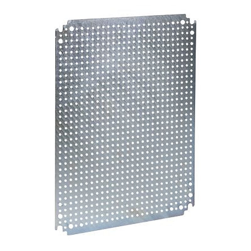 Schneider Electric Galvanised Steel Enclosure Accessory Perforated Mounting Plate, 750mm W, 125 mm L for Use with CRN,