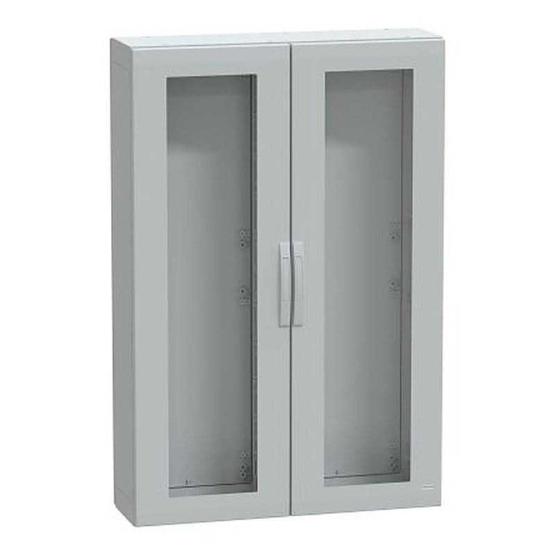 Schneider Electric PanelSeT Series Fibreglass Double Reinforced Polyester 2-Door Floor Standing Enclosure, Transparent