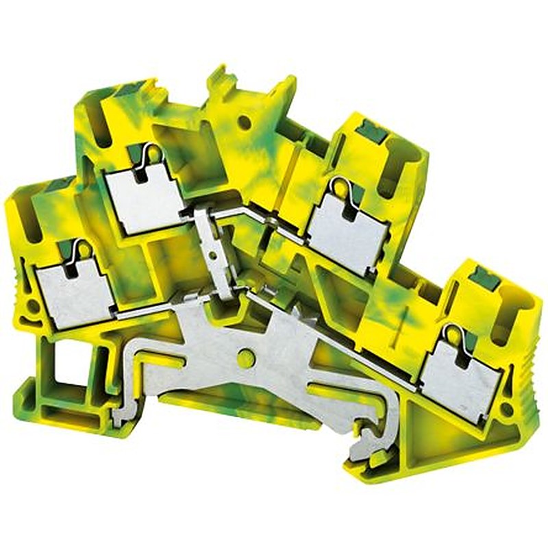 Schneider Electric NSYTRP24DPE NSY Series Terminal Strip Yellow, Green, 2.5mm², 2-Level, Push-in
