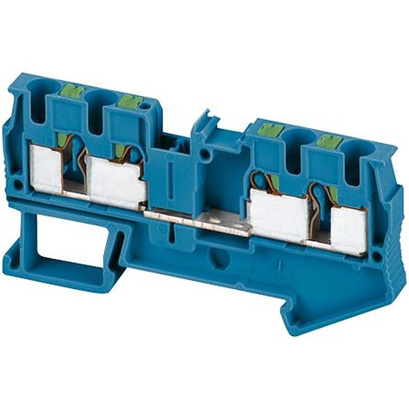 Schneider Electric NSYTRP44BL NSY Series Terminal Strip Blue, 4mm², 1-Level, Push-in
