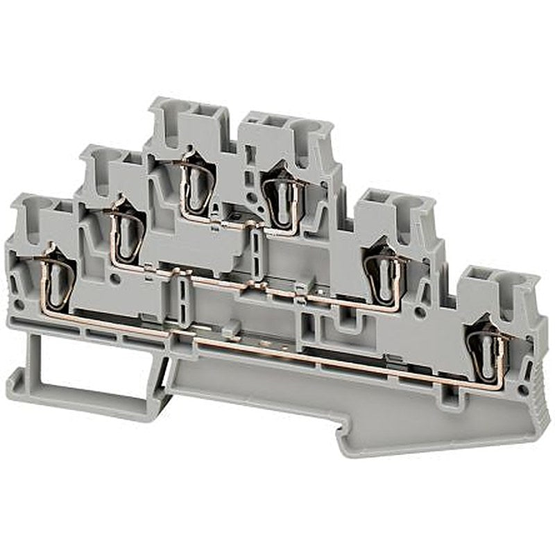 Schneider Electric NSYTRR26T Linergy TR Series Feed Through Terminal Block Grey, 2.5mm², 3-Level, Spring Terminal