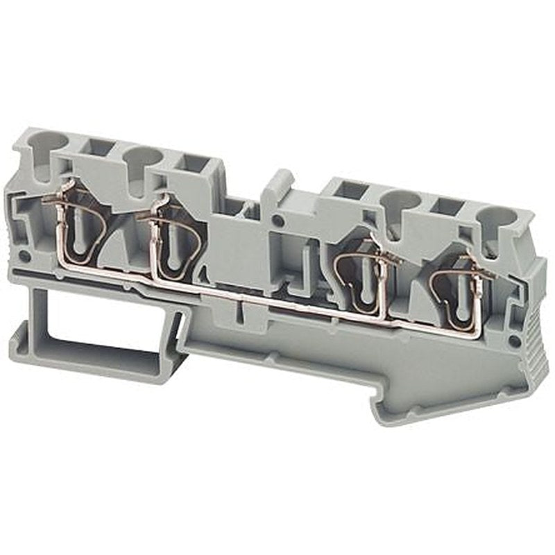 Schneider Electric NSYTRR44 Linergy TR Series Feed Through Terminal Block Grey, 4mm², 1-Level, Spring, ATEX