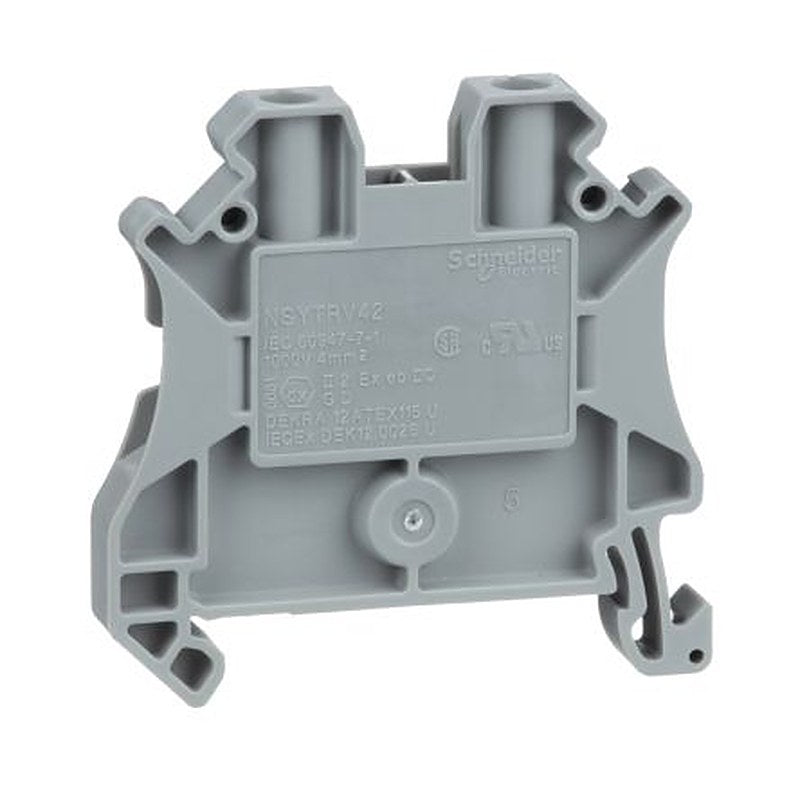 Schneider Electric NSYTRV42 Linergy TR Series DIN Rail Terminal Block Grey, 0.14mm², 4 mm², 1-Level, Screw, ATEX