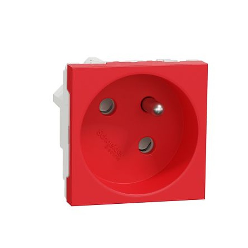 Schneider Electric, Unica IP3X Red 2P+PE Straight Socket, 16A, 250V