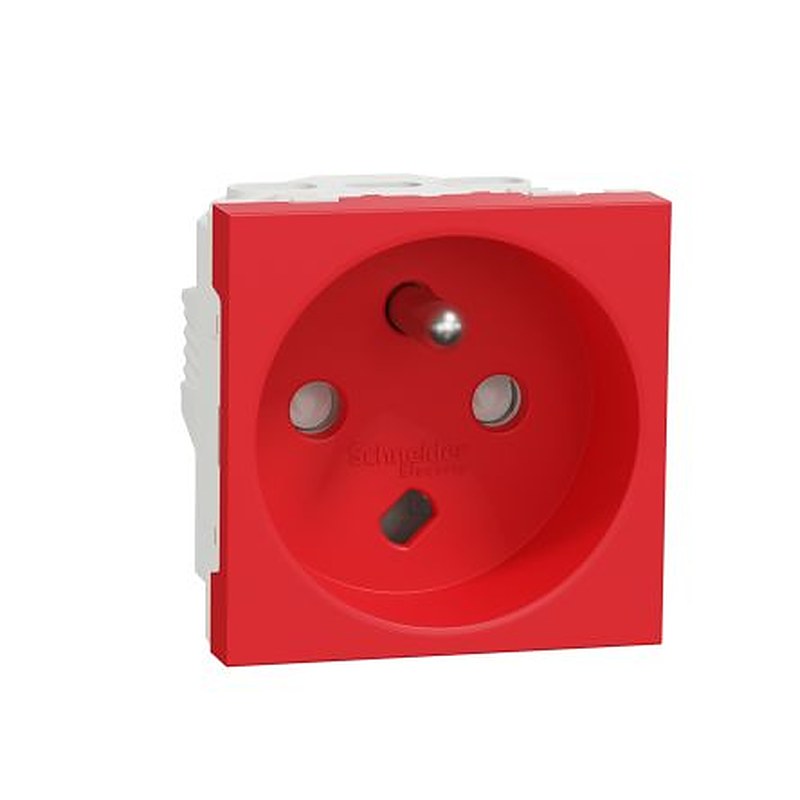 Schneider Electric, Unica IP3X Red 2P+PE Straight Socket, 16A, 250V