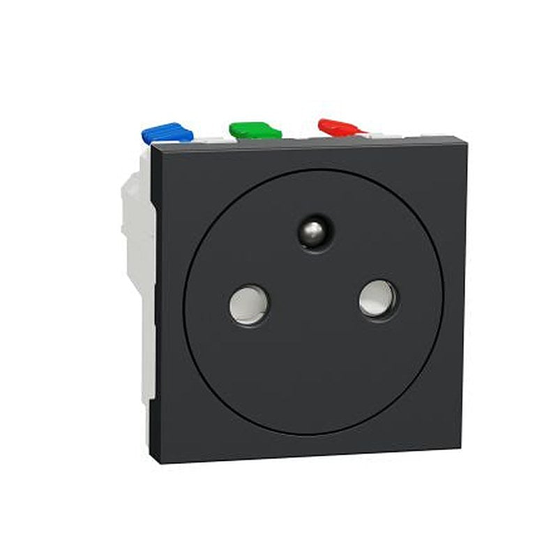 Schneider Electric Unica Anthracite 1 Gang Plug Socket, 16A Indoor, French 2P