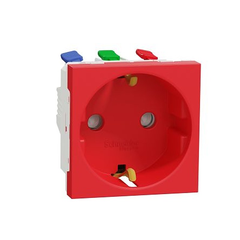 Schneider Electric, Unica IP21D Red Socket, 2P+PE, Rated At 16A, 250V