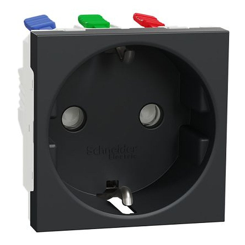 Schneider Electric New Unica Black, White Plug Socket, 16A, Schuko