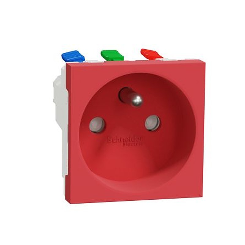 Schneider Electric, Unica IP4X Red Socket, 2P+PE, Rated At 16A, 250V