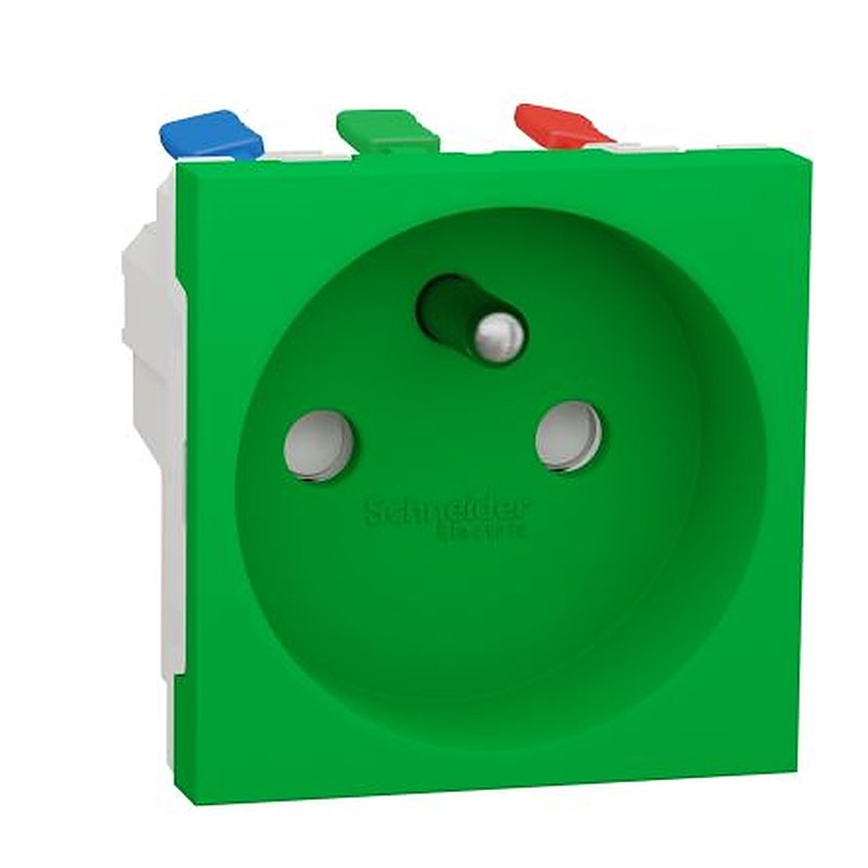 Schneider Electric, Unica IP4X Green Socket, 2P+PE, Rated At 16A, 250V