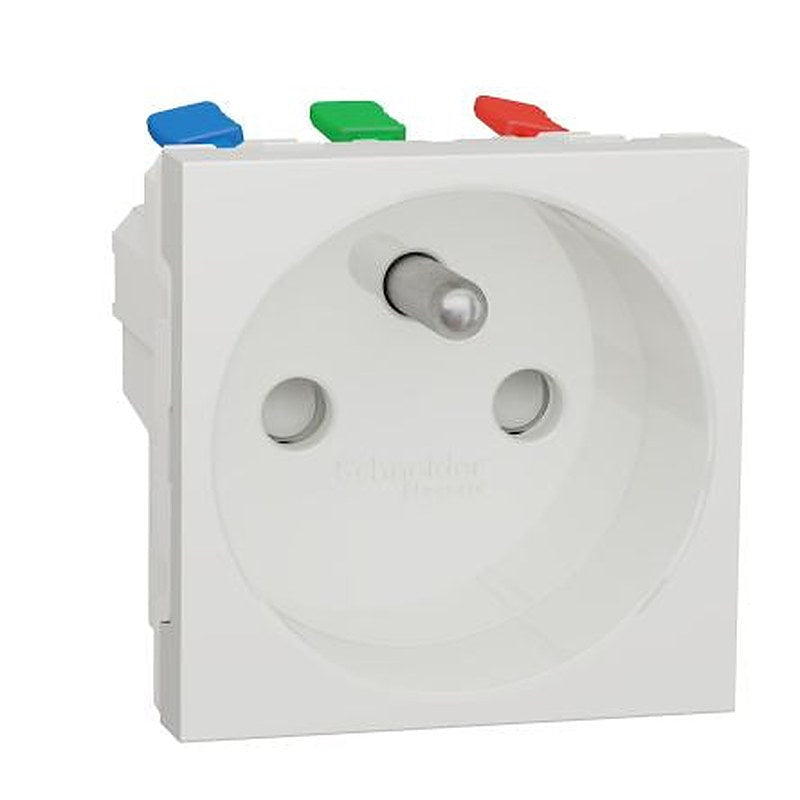 Schneider Electric, Unica IP4X White 2P+PE Straight Socket, 16A, 250V