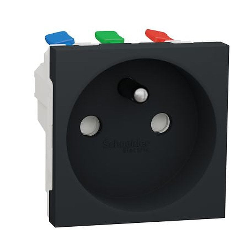 Schneider Electric Unica Anthracite 1 Gang Plug Socket, 16A Indoor, French 2P