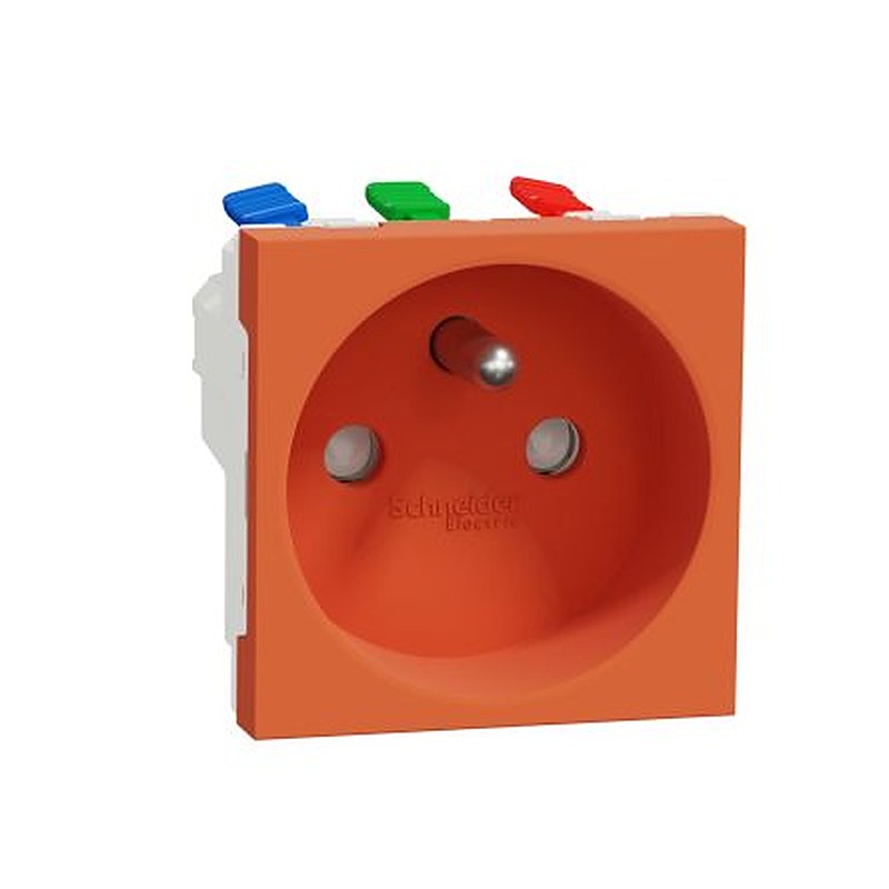 Schneider Electric, Unica IP4X Orange Socket, 2P+PE, Rated At 16A, 250V