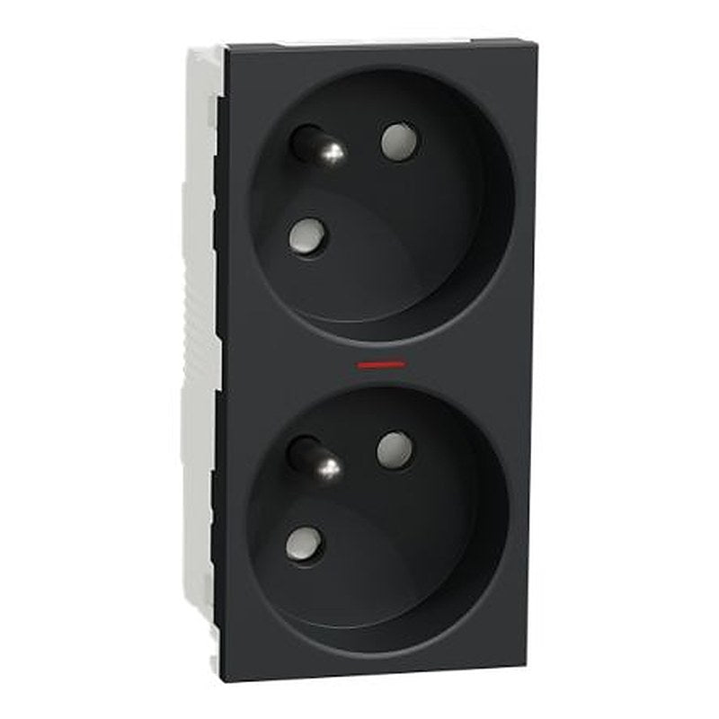 Schneider Electric New Unica White, Black Plug Socket, 16A