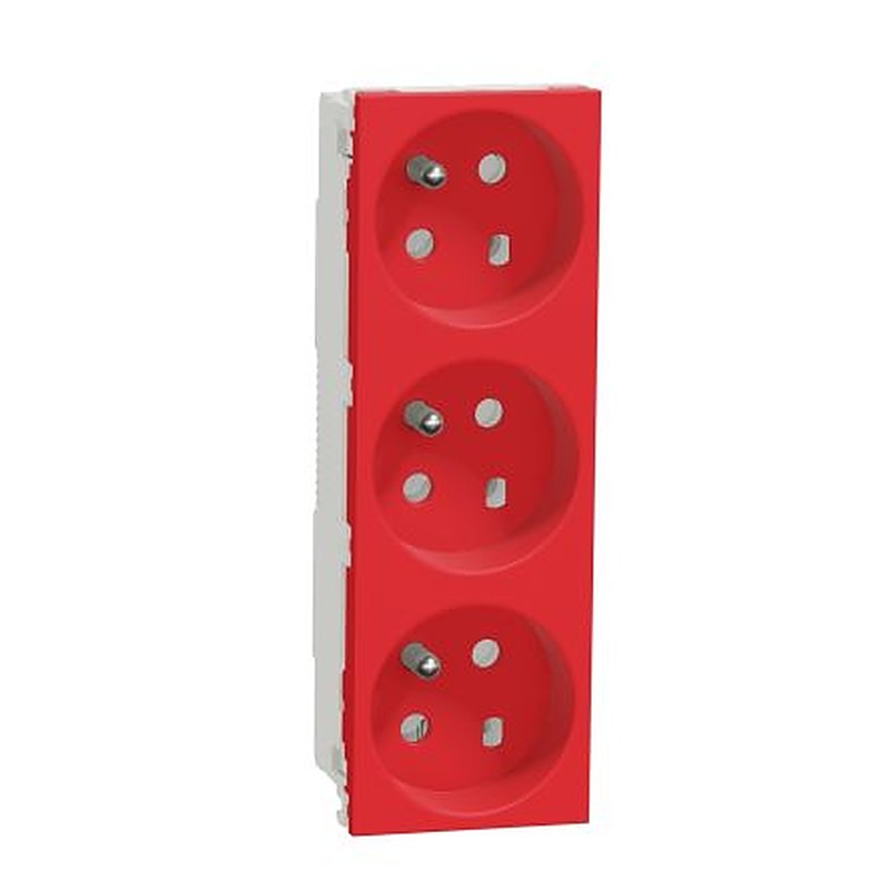 Schneider Electric, Unica IP3X Red Socket, 2P+PE, Rated At 16A, 250V