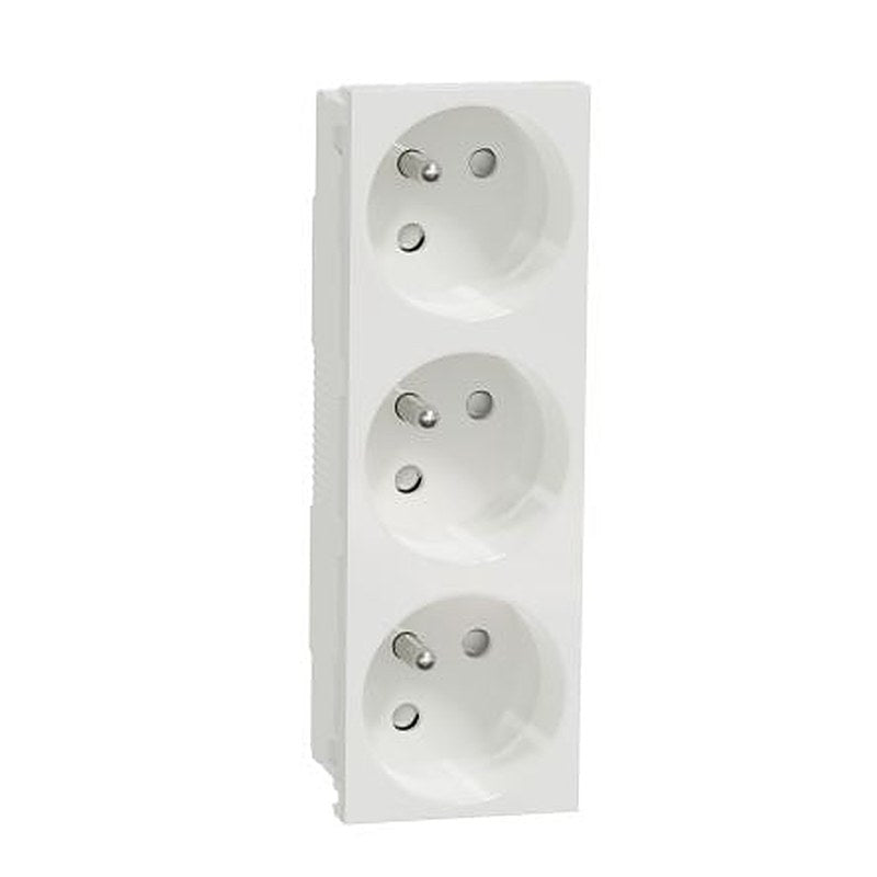 Schneider Electric New Unica White 3 Gang Power Socket, 16A Indoor, French 2P