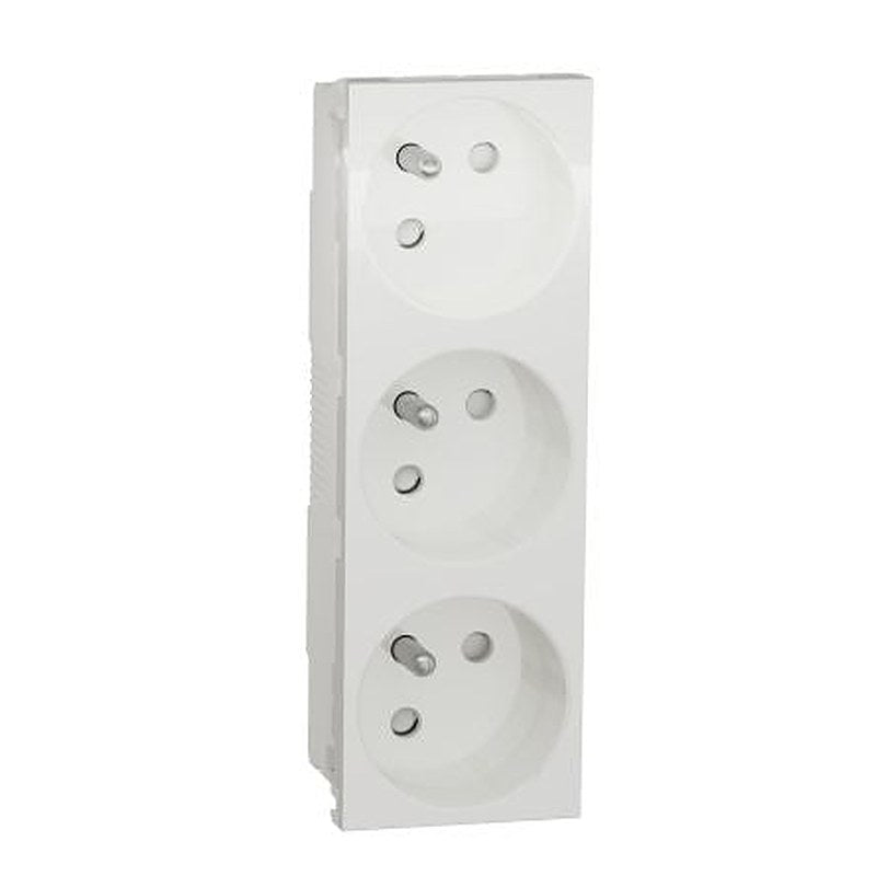 Schneider Electric Unica White 3 Gang Power Socket, 16A Indoor, French 2P