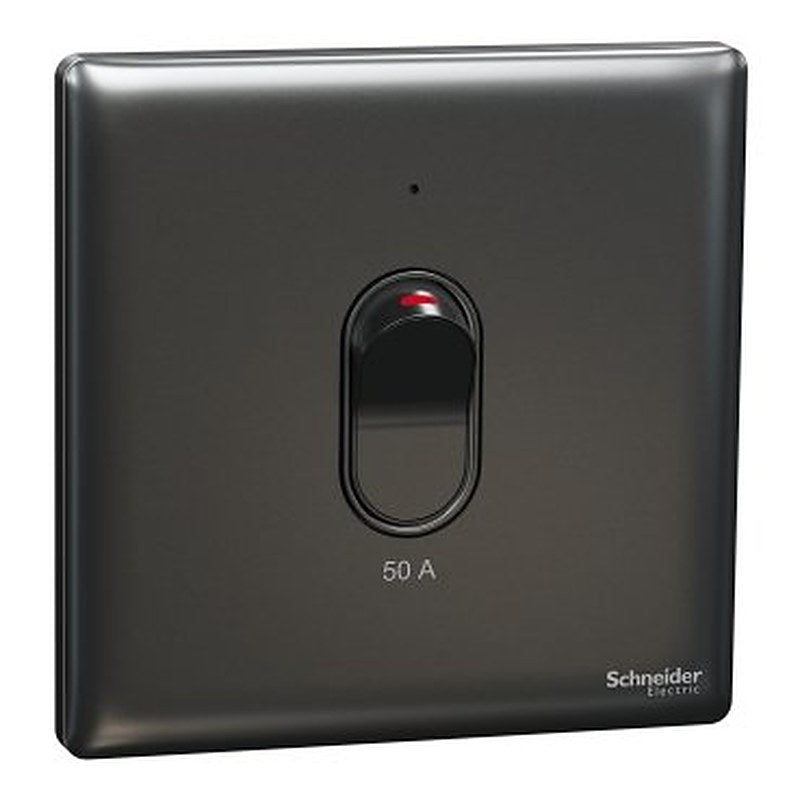 Switch, Unica X, 50A, 250V, 1 gang, 2 pole, with LED, dark grey (Switch Unica X) is a Schneider Electric product. Designed for reliable performance and long service life. Available across Iraq — contact us for pricing and delivery options.