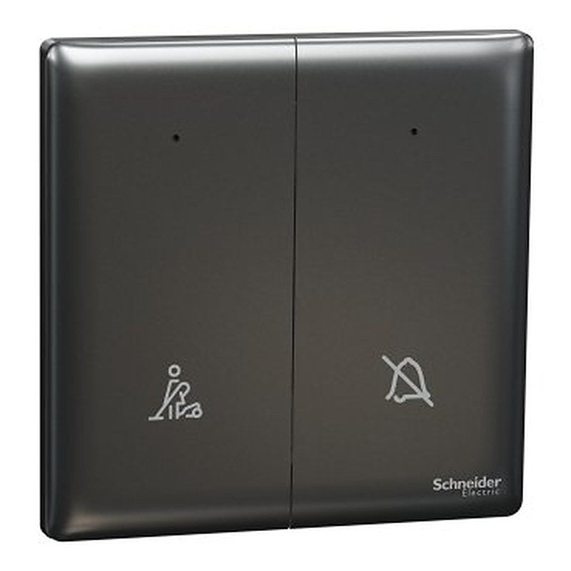 Switch, Unica X, 16AX, 250V, 2 gangs, with DND and PCU symbol, dark grey (Switch Unica X) is a Schneider Electric product. Designed for reliable performance and long service life. Available across Iraq — contact us for pricing and delivery options.