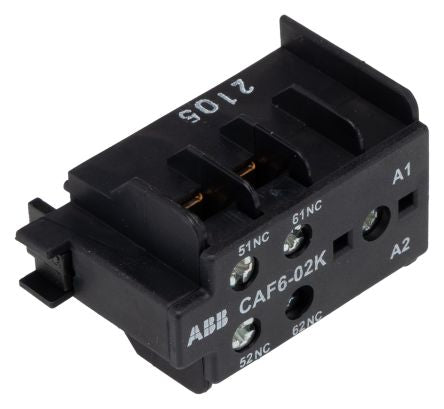 ABB Auxiliary Contact, 2 Contact, 2 NC, CAF6-02K, Front, 6 A, 250V, GJL1201330R0009 CAF6-02K