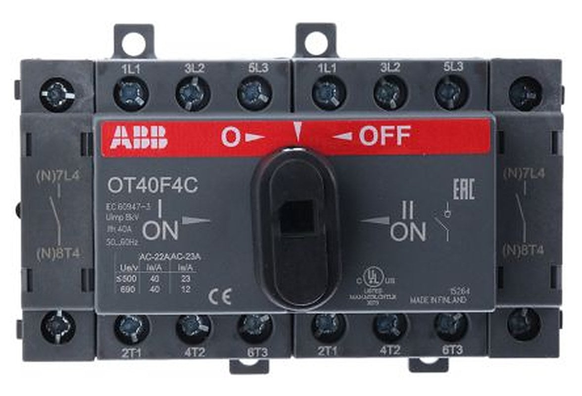 ABB 4-Pole DIN Rail Isolator Switch -, IP20, 40A, 11 kW