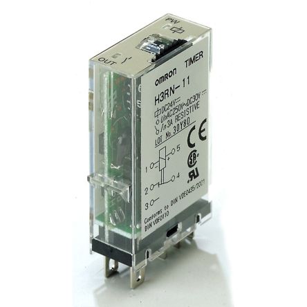 Omron H3RN Series Front Timer Relay, 1-Contact, 24 V dc 24V ac, 0.1 min to 10 h, Multifunction-Function, SPDT Switch