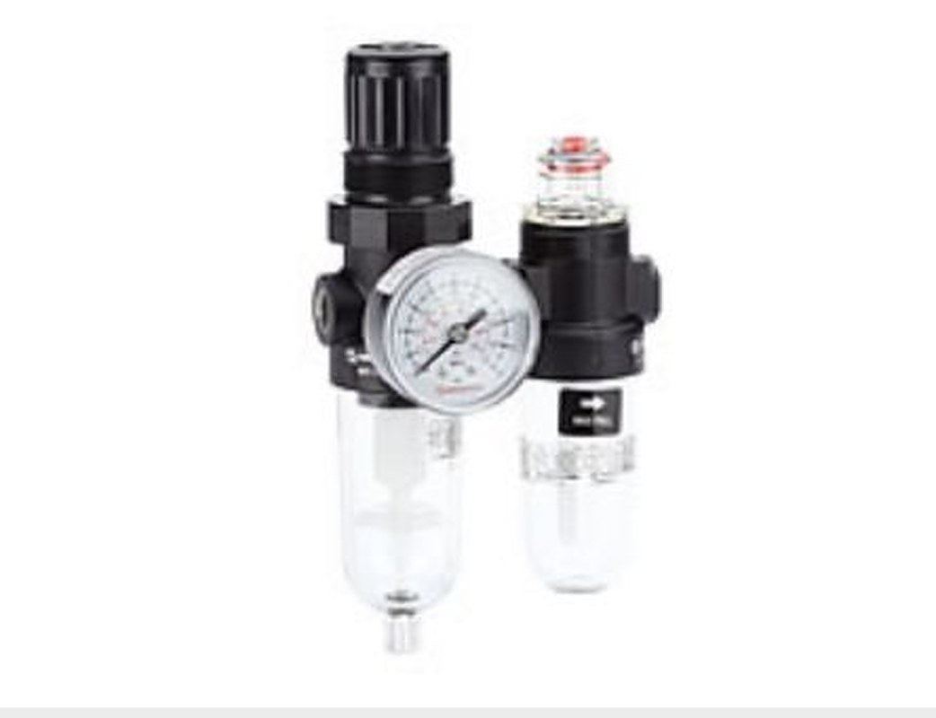 Norgren 1/8 in G Filter Regulator Lubricator, Automatic Drain, 40 μm Filtration Size Integrated Pressure Gauge