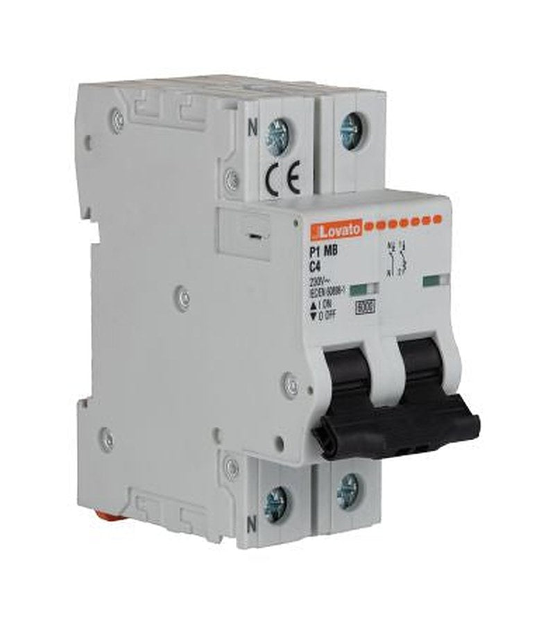 Lovato Modulo P1MB Miniature Circuit Breaker, 1-Pole, 4A, Type C, 230V ac AC, 60 V dc DC, 6 kA Breaking Capacity