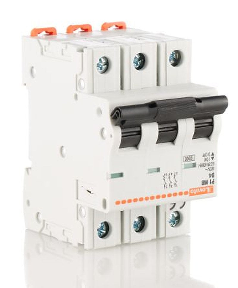 Lovato Modulo Modulo Miniature Circuit Breaker, 3-Pole, 4A, Type D, 400V ac AC, 10 kA Breaking Capacity